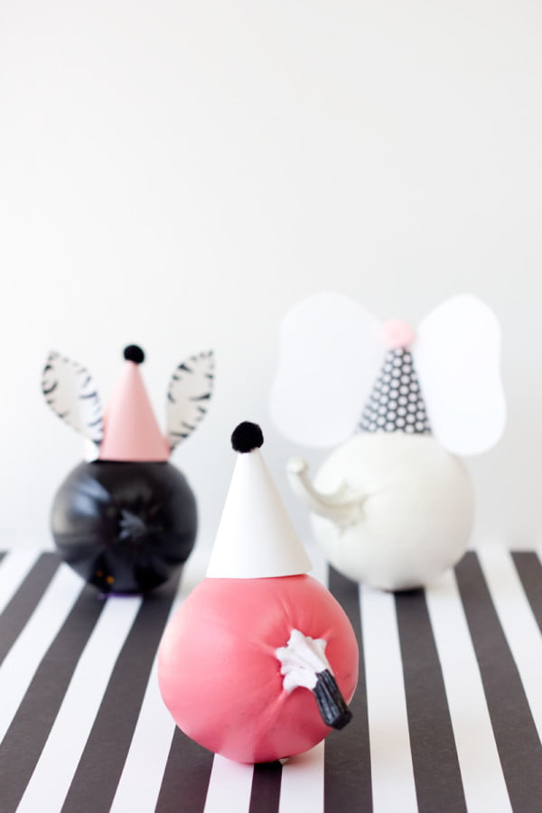 Party Animal no carve pumpkin decorating ideas