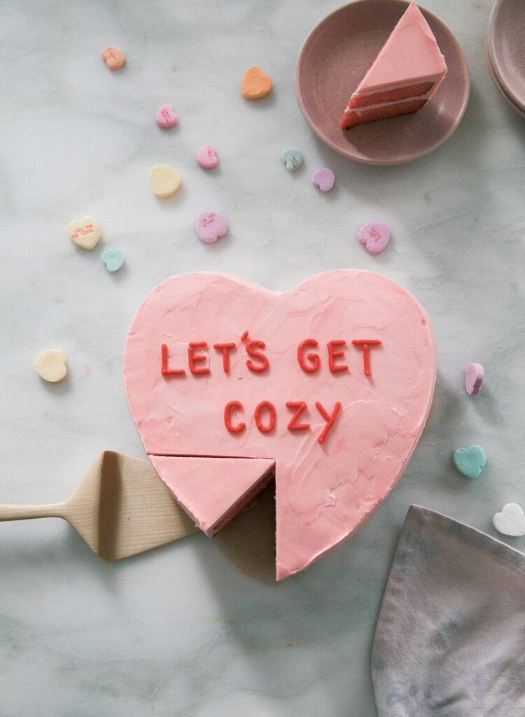 Strawberry Conversation Heart Cake
