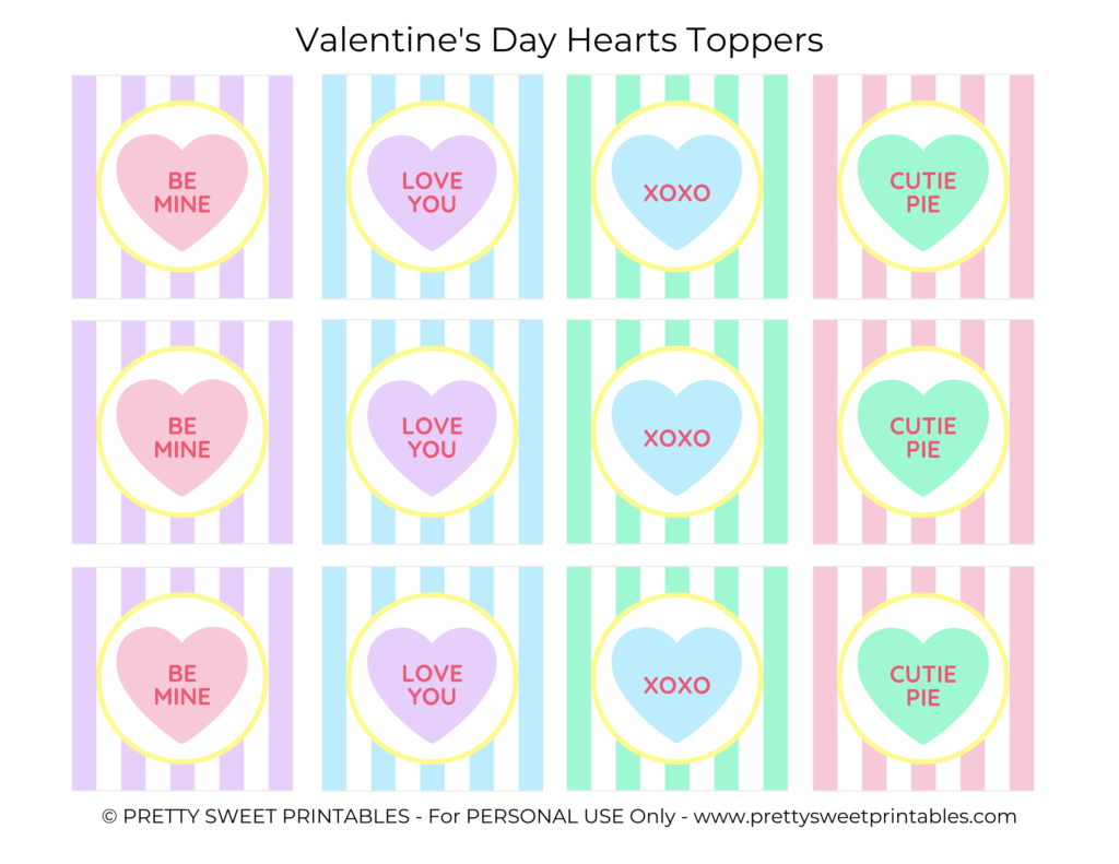 conversation hearts cupcake toppers