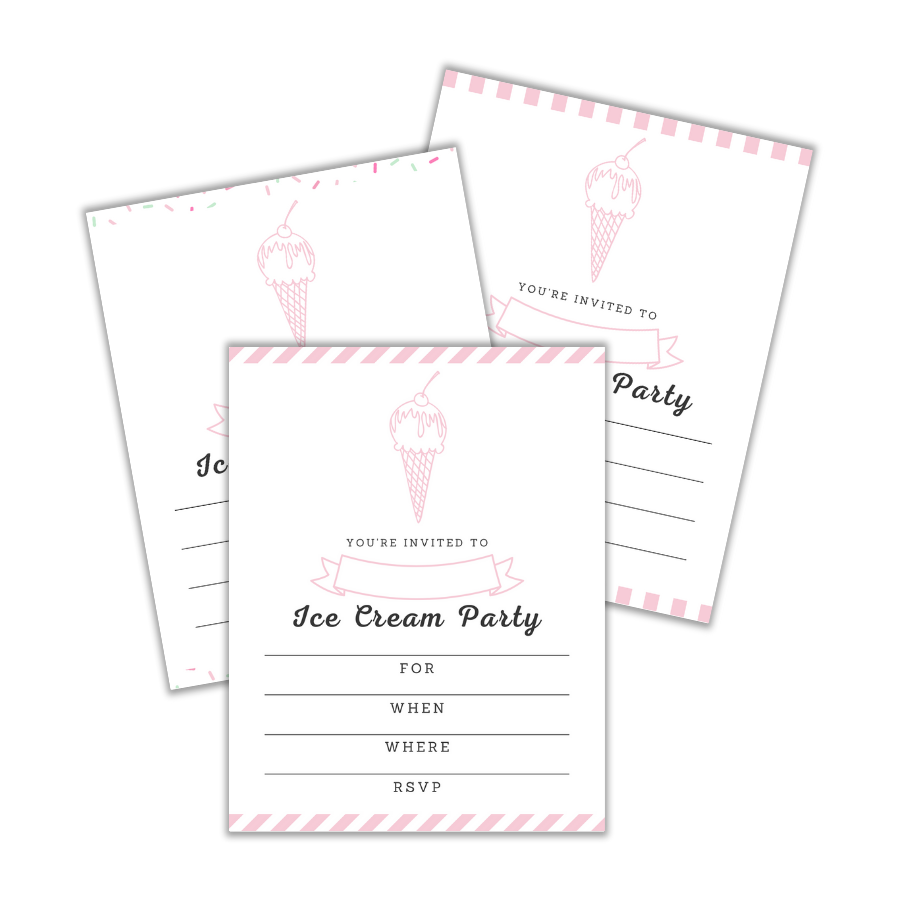 free printable ice cream party invitations