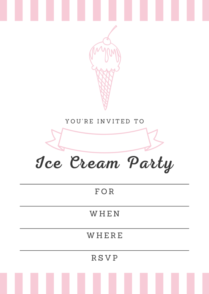 Ice Cream Invite Stripes