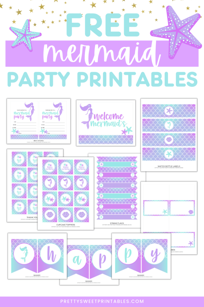 mermaid party printables freebie