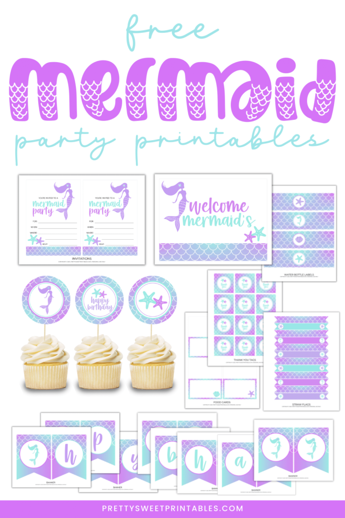 mermaid party printable collection