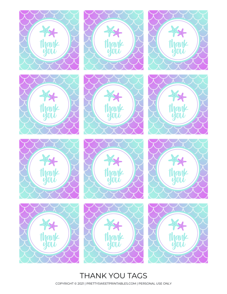 mermaid favor tags