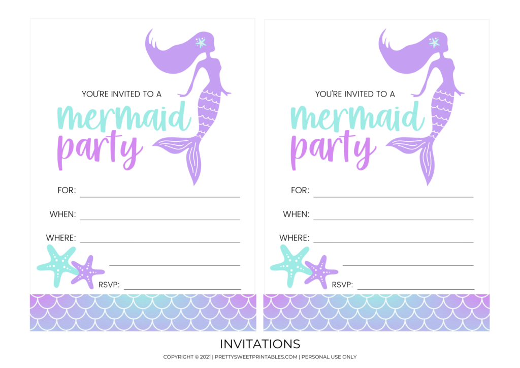 free printable mermaid invitations