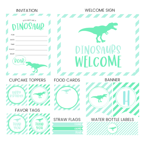 free dinosaur party printables featured
