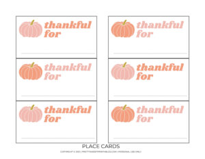 Free Printable Thanksgiving Place cards - Pretty Sweet Printables
