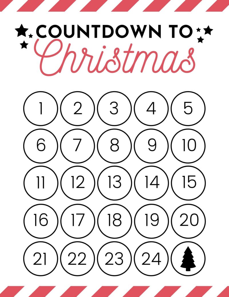 Free Countdown To Christmas Printable Calendar | Pretty Sweet Printables