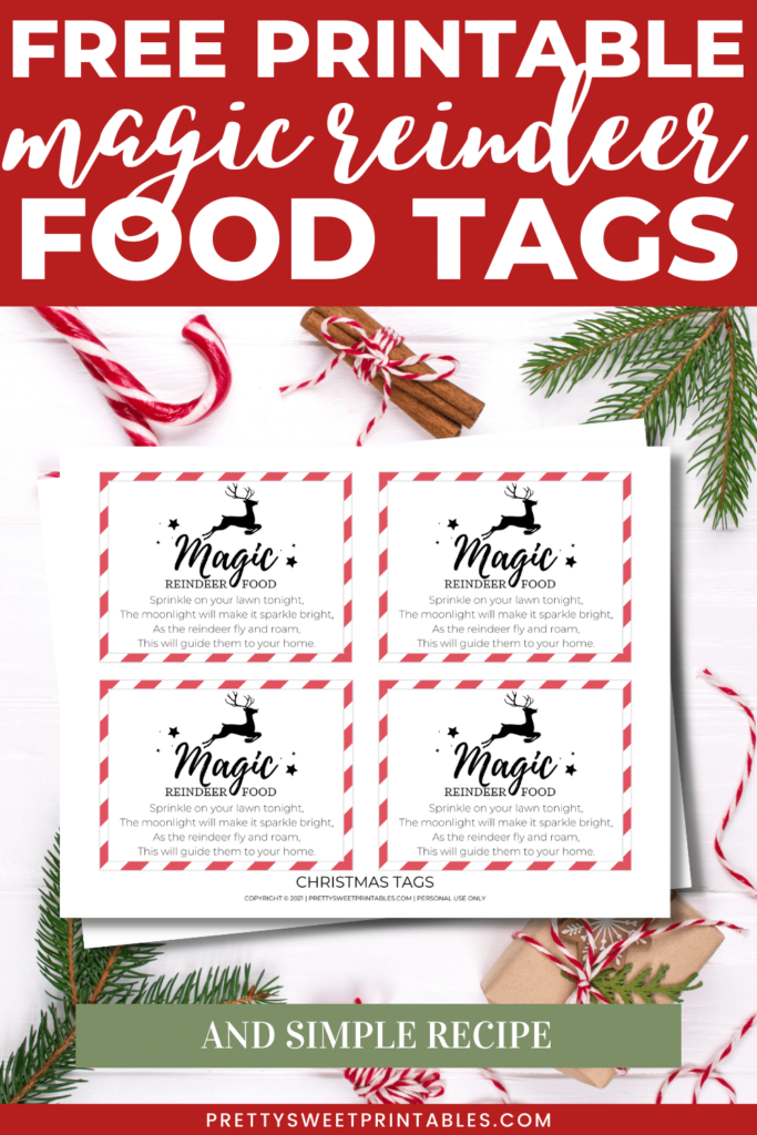 free printable magic reindeer food tags