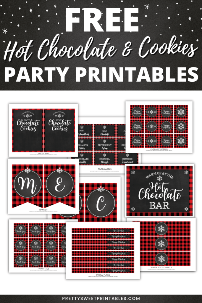 free hot chocolate and cookies party printables