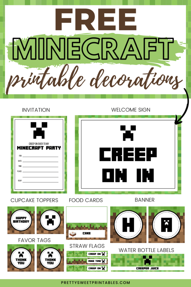 Free Minecraft Party Printables | Pretty Sweet Printables