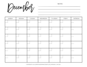 Free Printable Blank Monthly Calendar | Pretty Sweet Printables