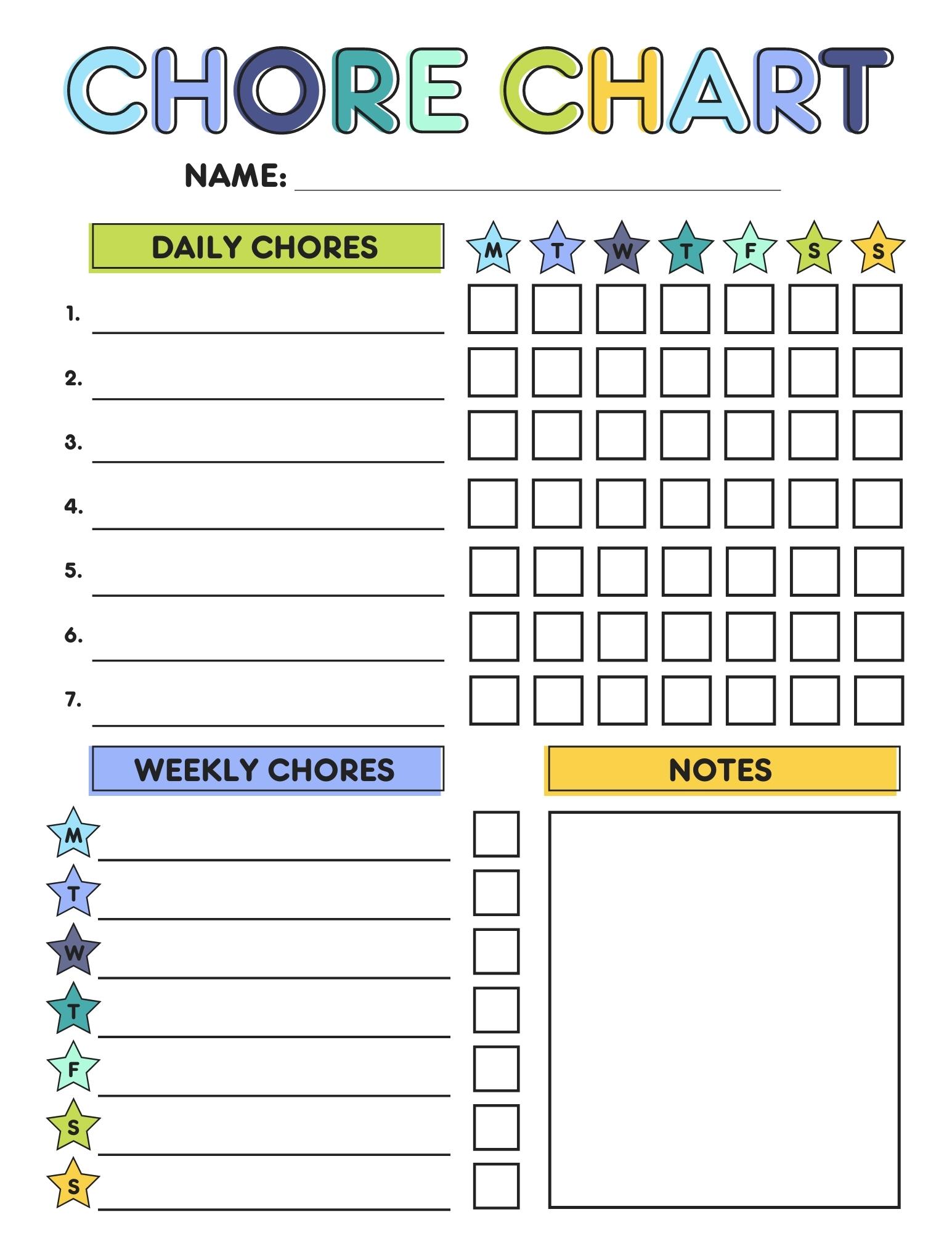 chore charts printable with pictures