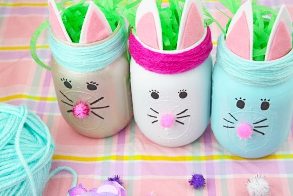 Painted Mason Jar Easter Bunny DIY