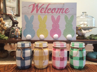 Pastel Gingham Easter Jars