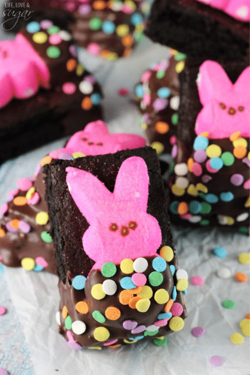 bunny peeps in a blanket brownies