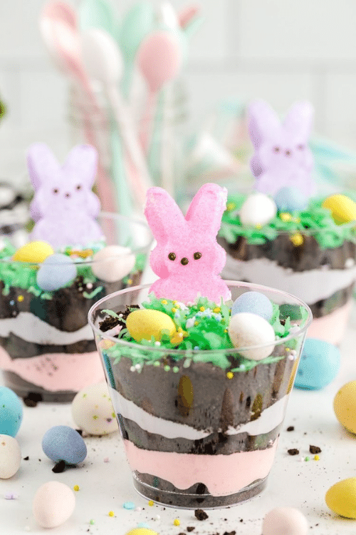 easter peeps dirt cups