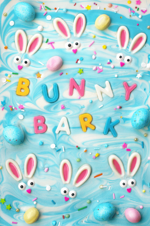 white chocolate bunny bark easter treats for kids