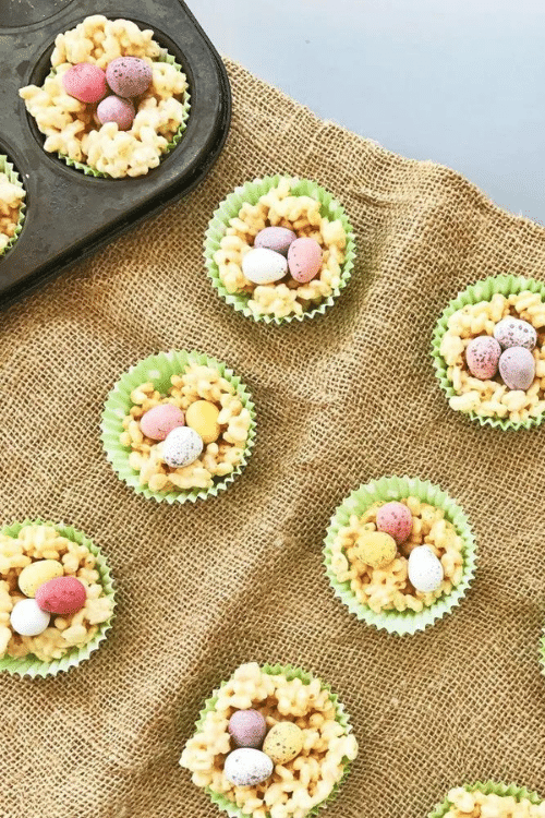 white chocolate easter nest cakes