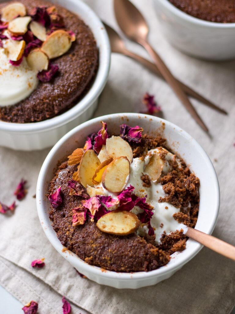 Healthy Almond Chocolate Microwave Cake in a Cup 