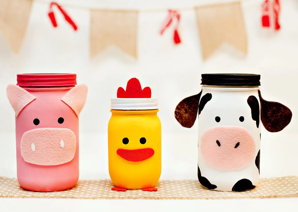 DIY Farm Animal Mason Jars