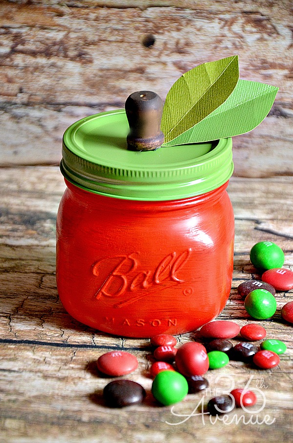 DIY Red Apple Mason Jar