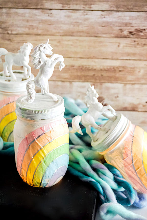 Decoupage Unicorn Mason Jar