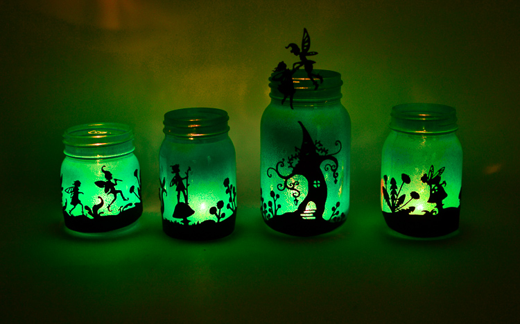 Green Fairy Lights Mason Jars