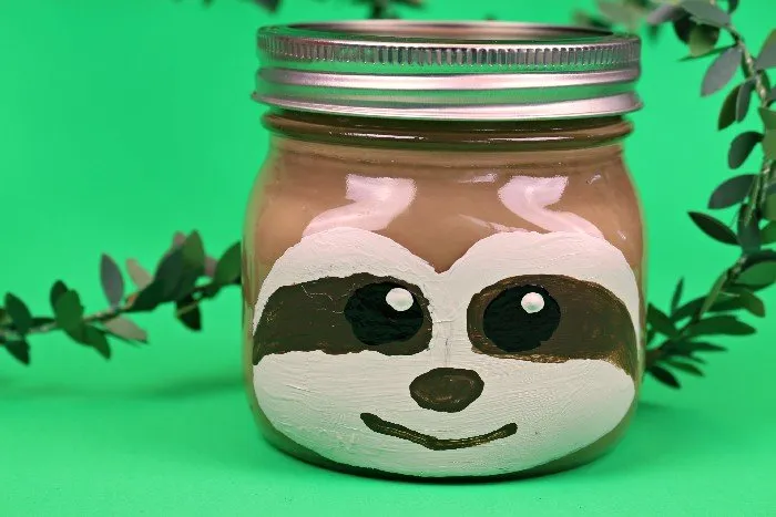 Painted Sloth Mason Jar 