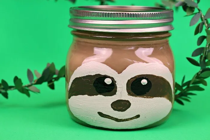 Painted Sloth Mason Jar