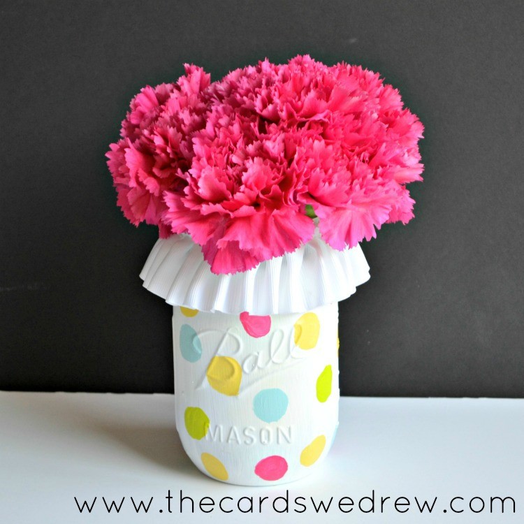 Polka Dot Mason Jar Vase