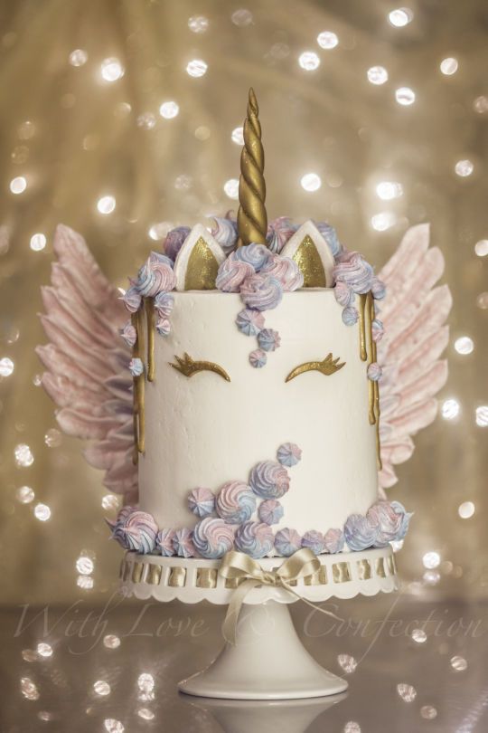 Unicorn Drip Cake with Meringue Wings
