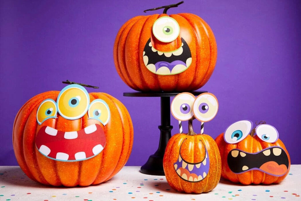 monster pumpkins no carve decorated