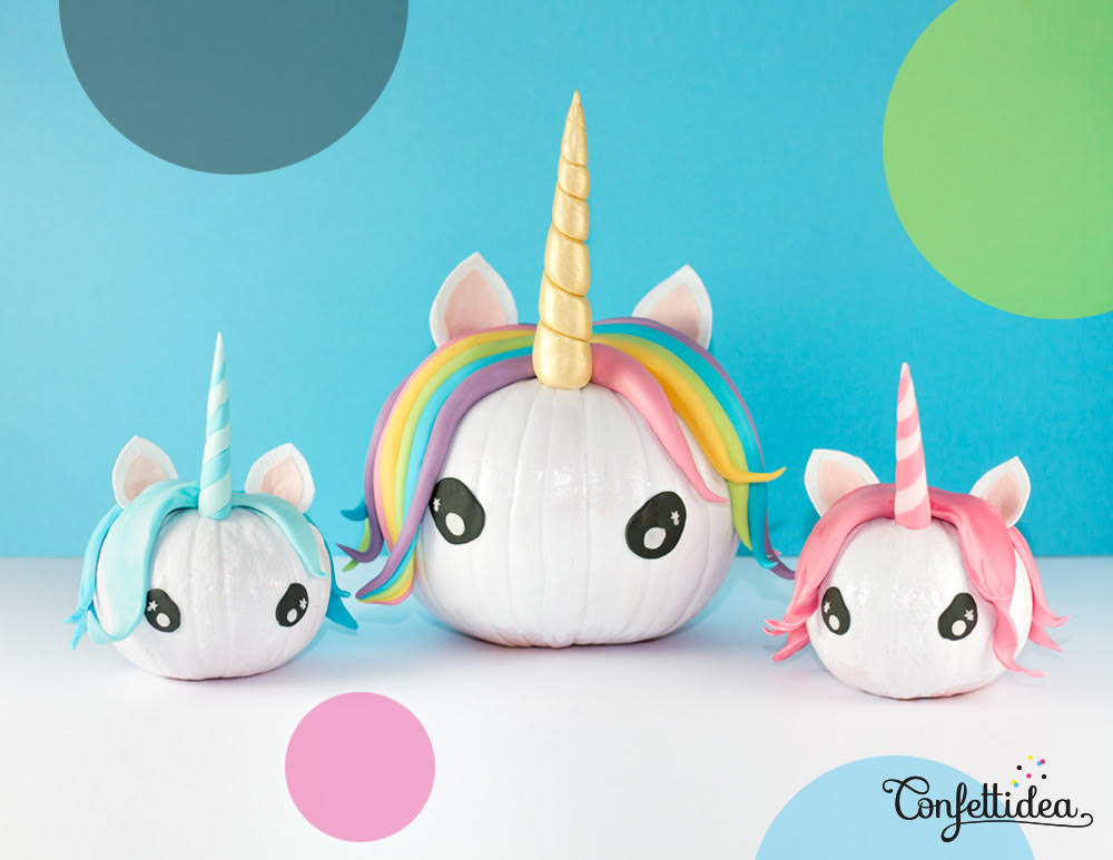 unicorn no carve pumpkin decorating ideas