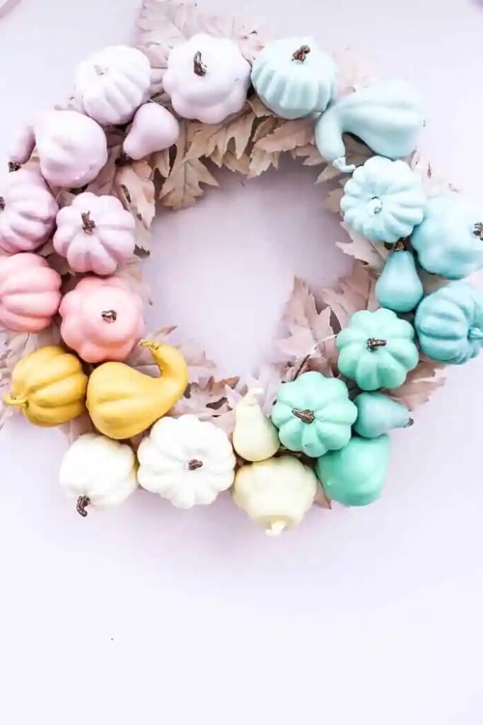 Pastel Pumpkin Rainbow Wreath