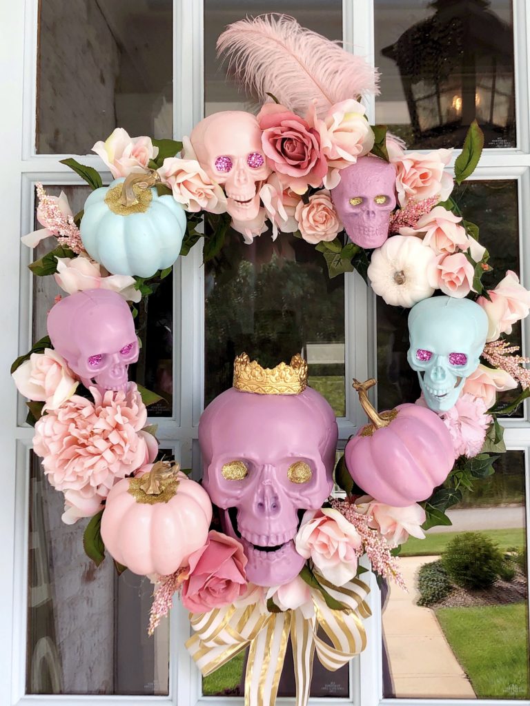 Pastel Skull Halloween Wreath