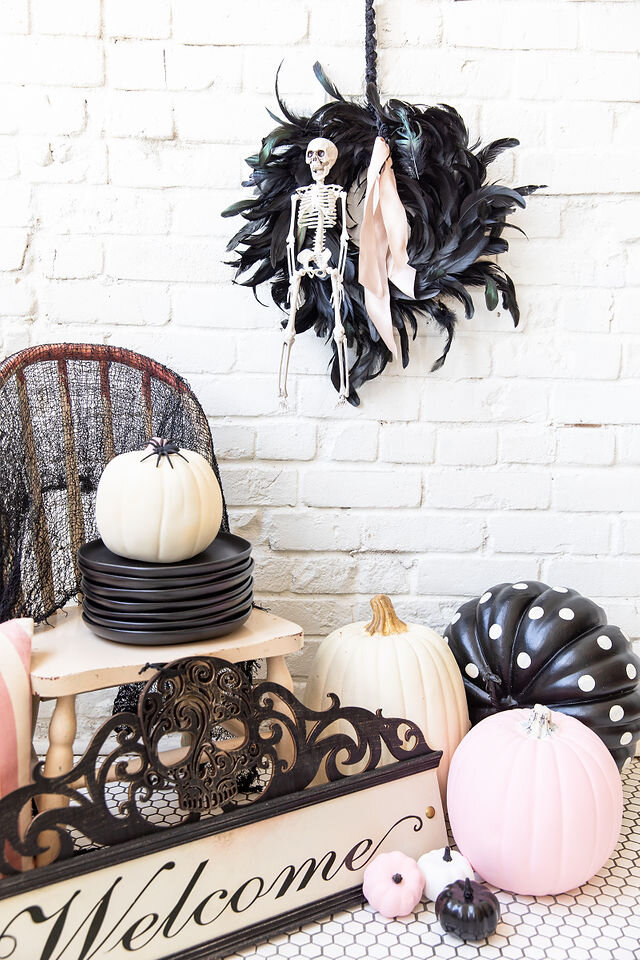 Skeleton Feather Wreath
