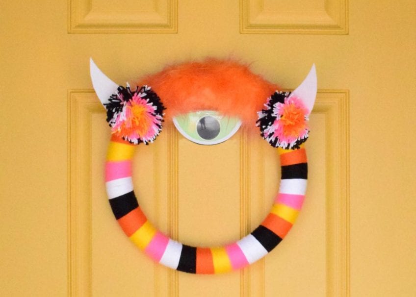 Yarn Wrapped Monster Wreath