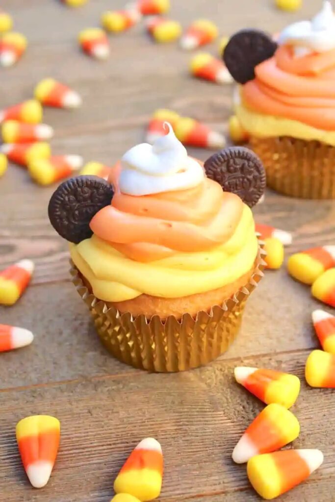 candy corn mickey cupcakes