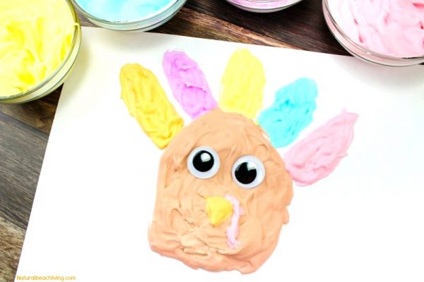 homemade puffy paint turkey craft