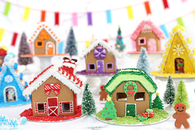 Rainbow Gingerbread House Village