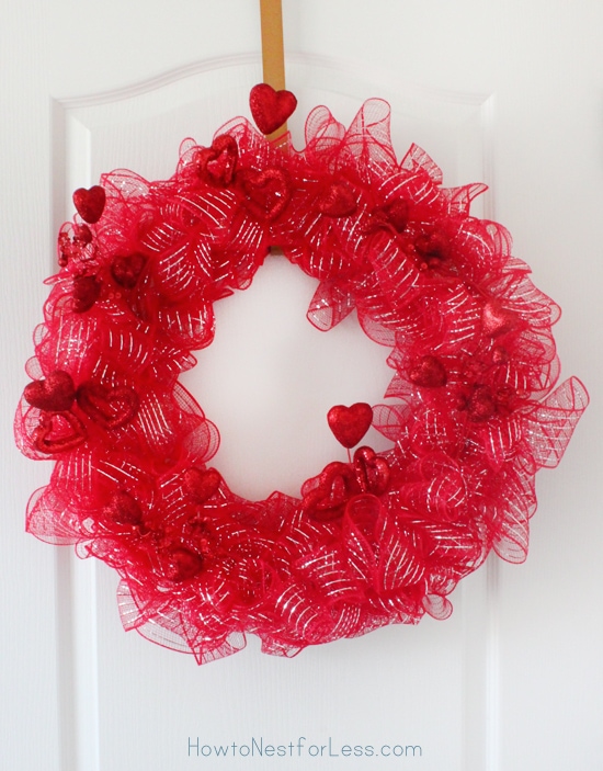 DIY Deco Mesh Valentine Wreath