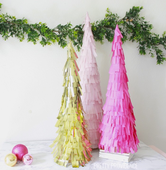 DIY Fringe Christmas Trees