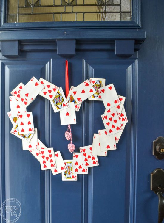 DIY Playing Cards Valentines Wreath