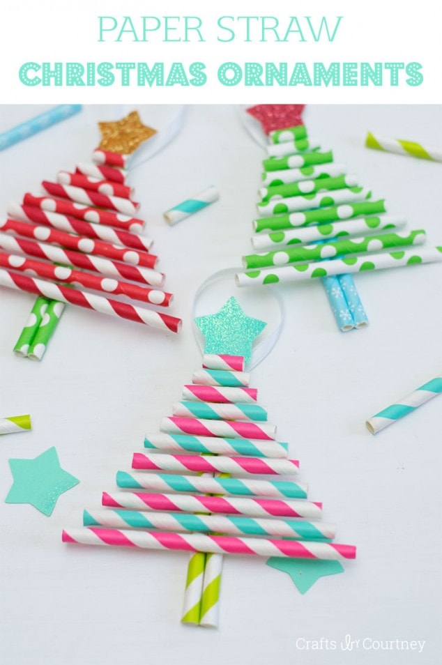 Paper Straw Christmas Ornaments