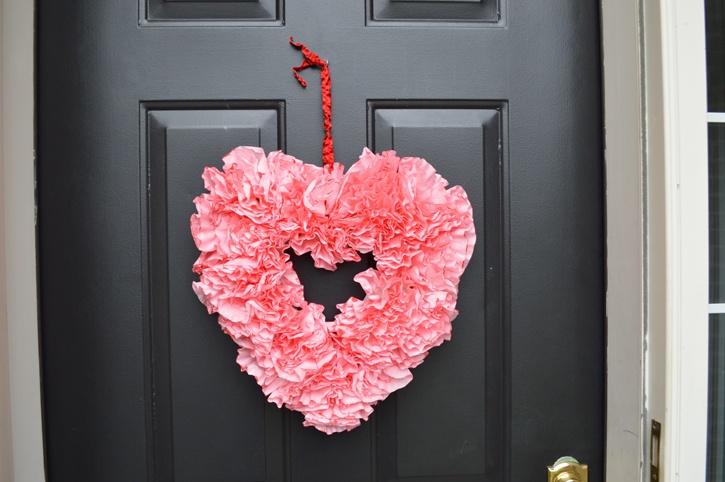 Pink Coffee Filter Heart Wreath