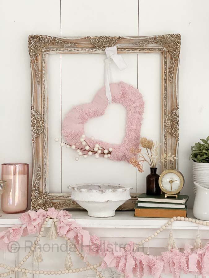 Pink Fabric Heart Wreath