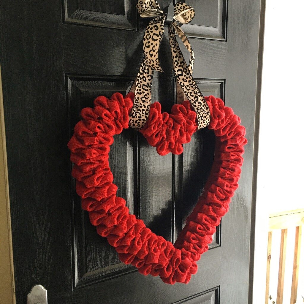 Red Burlap Heart Wreath