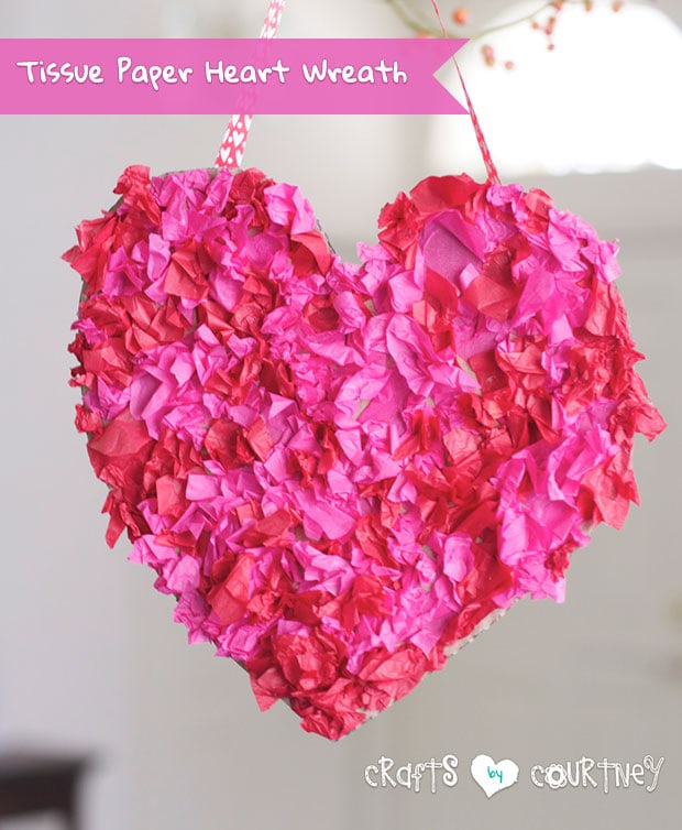 Tissue Paper Heart Wreath Kids Craft