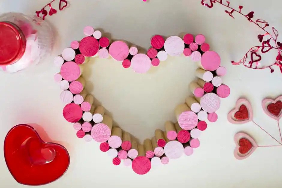 Wooden Dowel Heart Wreath